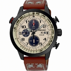 Seiko Watches : SSC425P1 Solar Chronograph Date Brown Leather Men Watch