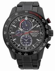 Seiko Watches : SSC429P1 Solar Chronograph Alarm Perpetual Black Rubber Men Watch