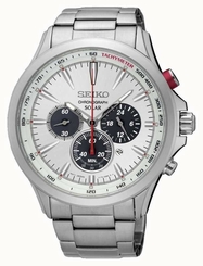 Seiko Watches : SSC491P1 Solar Chronograph Date Stainless Steel Men Watch