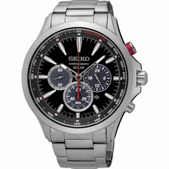 Seiko Watches : SSC493P1 Solar Chronograph Date Stainless Steel and Ceramic Men Watch