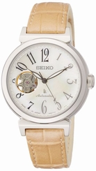 Seiko Watches : SSVM029 Automatic Mother of Pearl Dial Brown Leather Women Watch