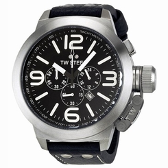 TW Steel Watches : STW4R Quartz Chronograph Date Black Leather Men Watch