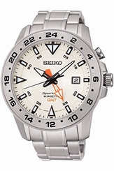 Seiko Watches : SUN025P1 Kinetic GMT Date Stainless Steel Men Watch