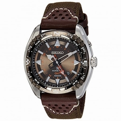 Seiko Watches : SUN061P1 Kinetic GMT Date Brown Nylon Men Watch
