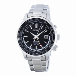 Seiko Watches : SUN069P1 Kinetic World Time GMT Date Stainless Steel Men Watch