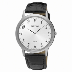 Seiko Watches : SUP863P1 Solar Analog Black Leather Men Watch