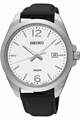 Seiko Watches : SUR213P1 Quartz Analog Date Black Leather Men Watch
