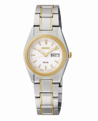 Seiko Watches : SUT108P1 Solar Analog Day Date Stainless Steel Women Watch