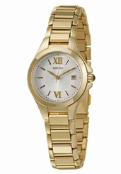 Seiko Watches : SXDC18P1 Quartz Analog Date Gold Tone Stainless Steel Women Watch