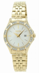 Seiko Watches : SXDF22P1 Quartz Analog Date Gold Tone Stainless Steel Women Watch