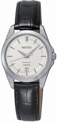 Seiko Watches : SXDF55P2 Quartz Analog Date Black Leather Men Watch