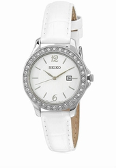 Seiko Watches : SXDF83P1 Quartz Analog Date White Leather Women Watch