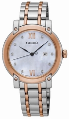 Seiko Watches : SXDG86P1 Quartz Mother of Pearl Dial Date Two Tone Stainless Steel Women Watch