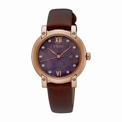 Seiko Watches : SXDG88P1 Quartz Mother of Pearl Dial Date Leather Women Watch