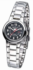 Seiko Watches : SYME51K1 Automatic 21 Jewels Black Dial Day Date Stainless Steel Women Watch