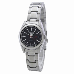 Seiko Watches : SYMK17K1 Automatic 21 Jewels Black Dial Day Date Stainless Steel Women Watch