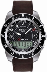 Tissot Watches : T013.420.46.207.00 Quartz Analog Digital Brown Leather Strap Men Watch
