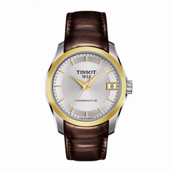 Tissot Watches : T035.207.26.031.00 Powermatic 80 Date Brown Leather Women Watch