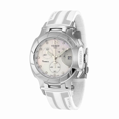 Tissot Watches : T048.417.17.116.00 White Mother of Pearl Dial Chronograph White Silicone Women Watch