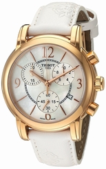 Tissot Watches : T050.217.37.117.00 Quartz Chronograph Date White Leather Women Watch