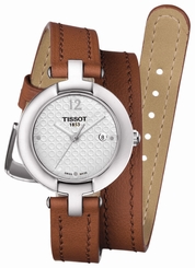 Tissot Watches : T084.210.16.017.04 Quartz Analog Date Double Wrap Brown Leather Women Watch