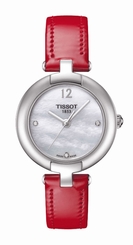 Tissot Watches : T084.210.16.116.00 Quartz Mother of Pearl Diamond Dial Red Leather Women Watch