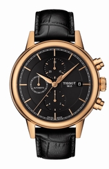 Tissot Watches : T085.427.36.061.00 Automatic Chronograph Date Black Leather Men Watch
