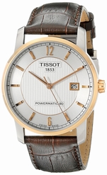 Tissot Watches : T087.407.56.037.00 Powermatic 80 Date Titanium Case Brown Leather Men Watch