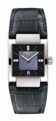 Tissot Watches : T090.310.16.126.00 Quartz Black Mother of Pearl Diamond Dial Date Black Leather Women Watch