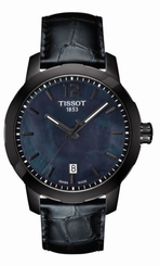 Tissot Watches : T095.410.36.127.00 Quartz Black Mother of Pearl Dial Date Black Leather Unisex Watch