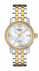 Tissot Watches : T097.007.22.116.00 Automatic Mother of Pearl Diamond Dial Date Two Tone Stainless Steel Women Watch