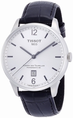 Tissot Watches : T099.407.16.037.00 Chemin Des Tourelles Powermatic 80 Silver Dial Black Leather Men Watch