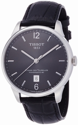 Tissot Watches : T099.407.16.447.00 Chemin Des Tourelles Powermatic 80 Date Black Leather Men Watch