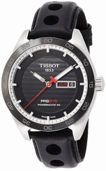 Tissot Watches : T100.430.16.051.00 Powermatic 80 Day Date Black Ceramic Bezel Black Leather Men Watch