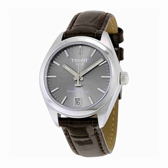 Tissot Watches : T101.207.16.071.00 Powermatic 80 Rhodium Dial Date Brown Leather Women Watch