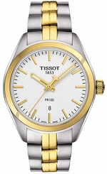 Tissot Watches : T101.210.22.031.00 Silver Dial Fixed Yellow Gold Pvd Band Women Watch