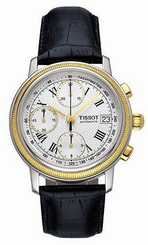 Tissot Watches : T71.0.427.33 Automatic Self Winding Solid 18k Gold & Stainless Steel Silver Dial Black Leather With Crocodile Pattern Band Men Watch