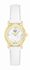 Tissot Watches : T71.3.130.74 Quartz 18ct Gold Date White Leather Women Watch