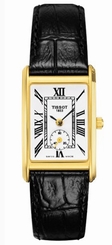 Tissot Watches : T71.3.310.13 Battery Operated Quartz Solid 18k Gold White Dial Black Leather Band Women Watch