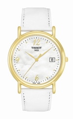 Tissot Watches : T71.3.429.74 Quartz 18ct Gold Date White Leather Men Watch