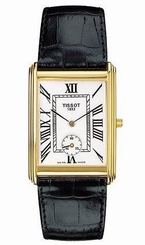Tissot Watches : T71.3.610.13 Battery Operated Quartz Solid 18k Gold White Dial Black Leather Band Women Watch