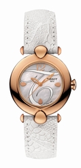 Tissot Watches : T918.210.76.117.00 Quartz Mother of Pearl Dial 18ct Gold White Leather Women Watch