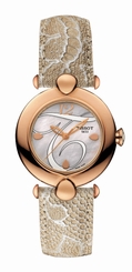Tissot Watches : T918.210.76.117.01 Quartz White Mother of Pearl Dial 18ct Gold Beige Leather Women Watch
