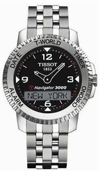 Tissot Watches : T96.1.488.52 Battery Operated Quartz Brushed And Polished Titanium Black Digital & Analog Dial Brushed And Polished Steel Band Men Watch