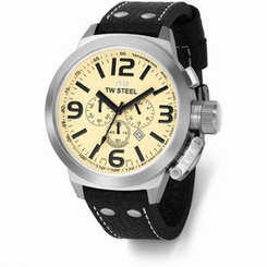 TW Steel Watches : TW0003 Beige Dial Leather Men Watch