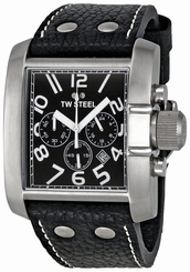 TW Steel Watches : TW12 Quartz Chronograph Date Black Leather Men Watch