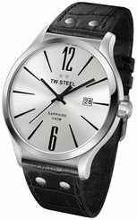 TW Steel Watches : TW1301 Quartz Analog Date Black Leather Men Watch