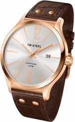 TW Steel Watches : TW1304 Silver Dial Fixed Rose Gold Pvd Band Men Watch