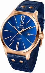 TW Steel Watches : TW1305 Blue Dial Fixed Rose Gold Pvd Band Men Watch