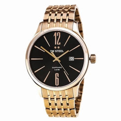TW Steel Watches : TW1308 Black Dial Fixed Rose Gold-tone Band Men Watch
